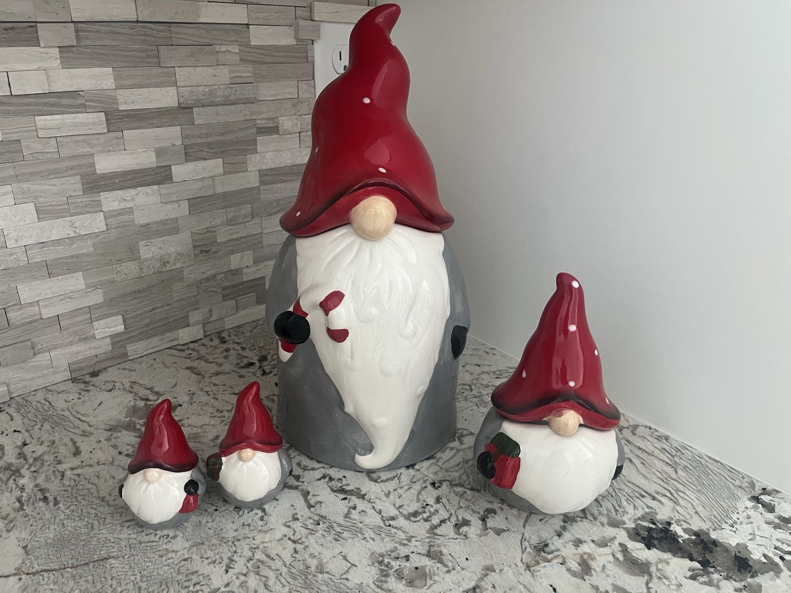 4 Ceramic Christmas Gnome Set