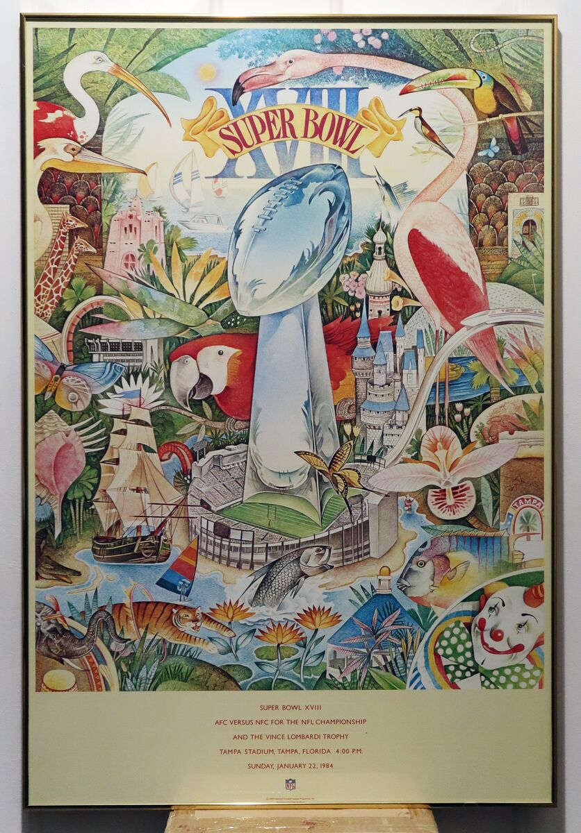 Super Bowl XVIII Original Poster Framed Raiders vs Redskins PLUS BONUS
