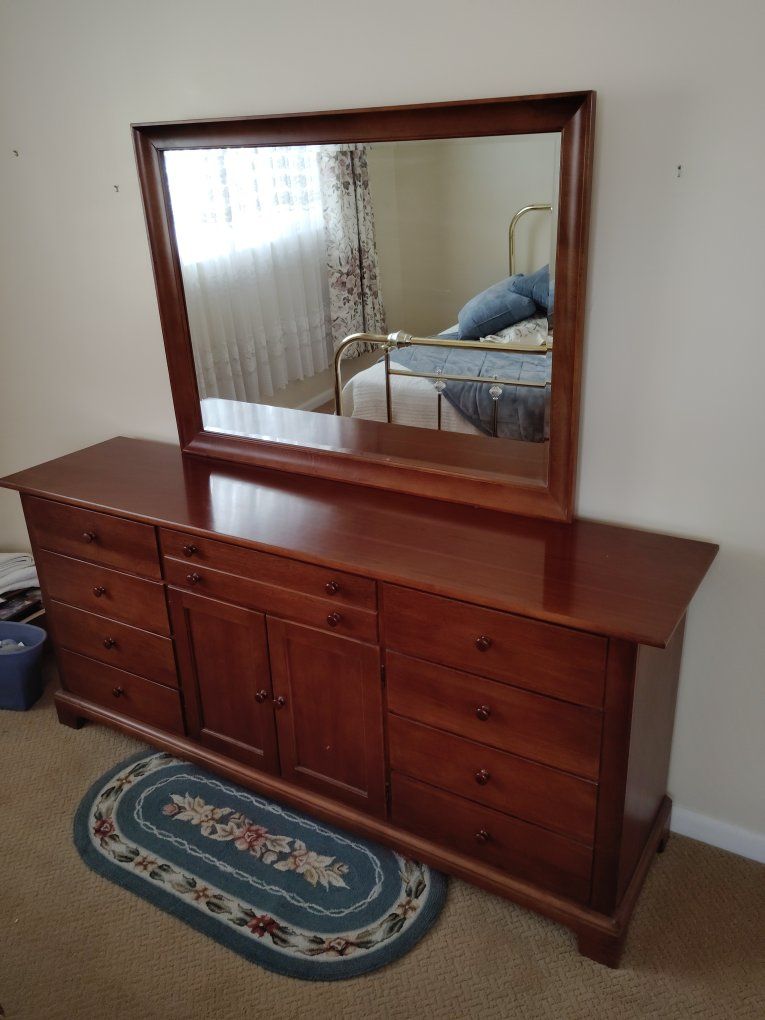 Stanley Furniture Wooden Dresser with Attached Mirror and Nightstand Set