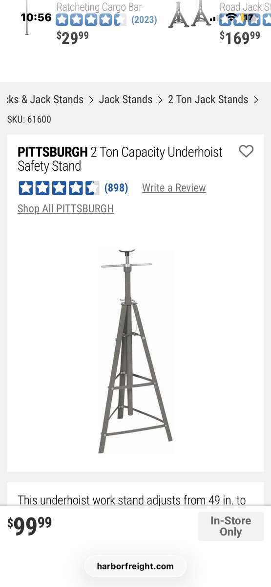 Pittsburgh 2 Ton Capacity Underhoist Safety exhaust Stand