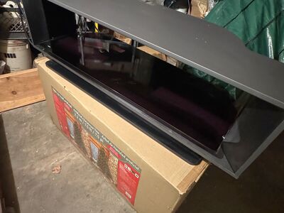 Modern newer, Glass and wood tv stand. Sony brand.