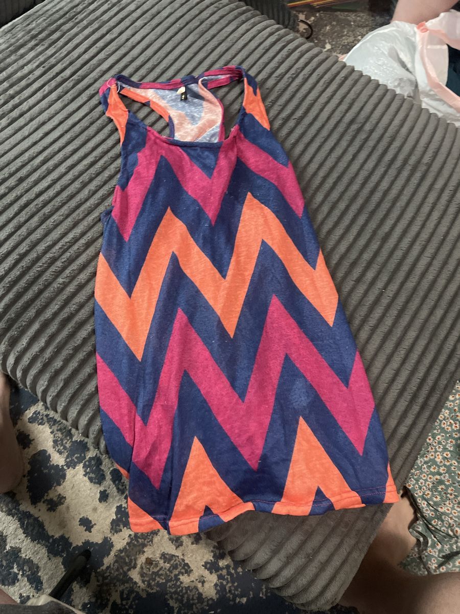 Chevron Print Racerback Tank Top Size Large Colorful Used Good