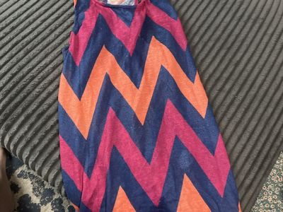 Chevron Print Racerback Tank Top Size Large Colorful Used Good