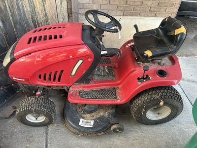 Non-working Troy-Bilt Bronco Riding Lawn Mower with Bagger Attachment