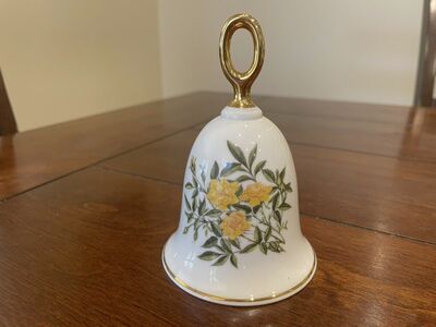 Danbury Mint Baby Gold Star Rose Bell W/ Gold Trim