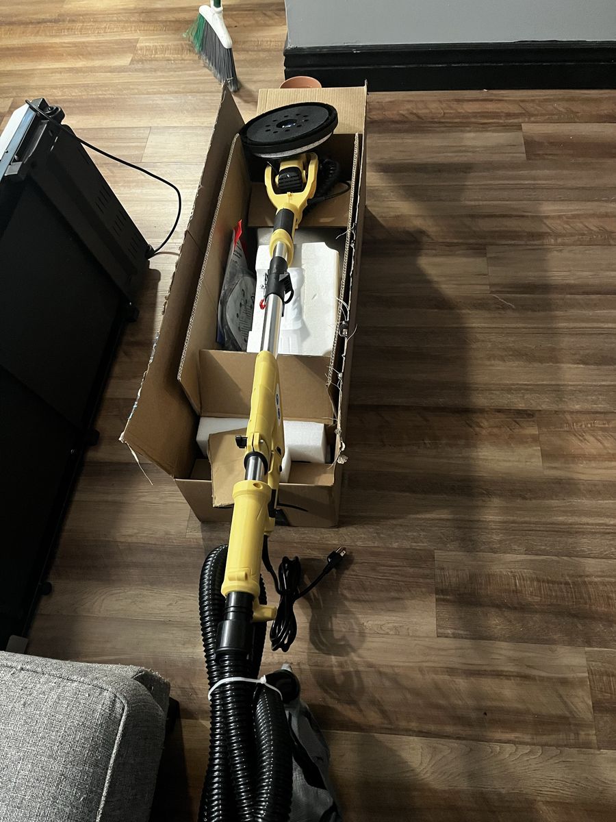 Yellow Wall Drywall Sander with Vacuum Hose and Dust Collection Bag, Extendable Handle