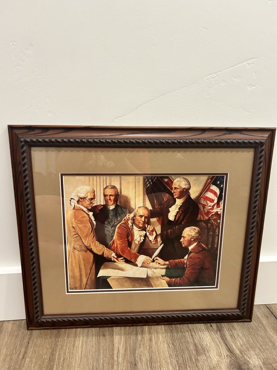 Framed Declaration of Independence Founding Fathers Print Historical Wall Art