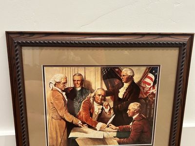 Framed Declaration of Independence Founding Fathers Print Historical Wall Art