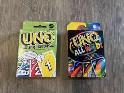 UNO Card Games Lot - UNO House Rules! and UNO All Wild! Decks