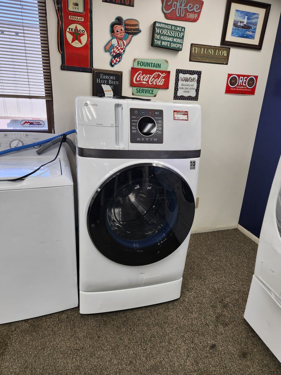 GE Profile Front Load Washer Dryer Combo White Used Good Condition