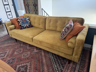 Beautiful Velvet Square Arm Couch