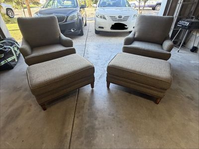 2 accent chairs and ottoman