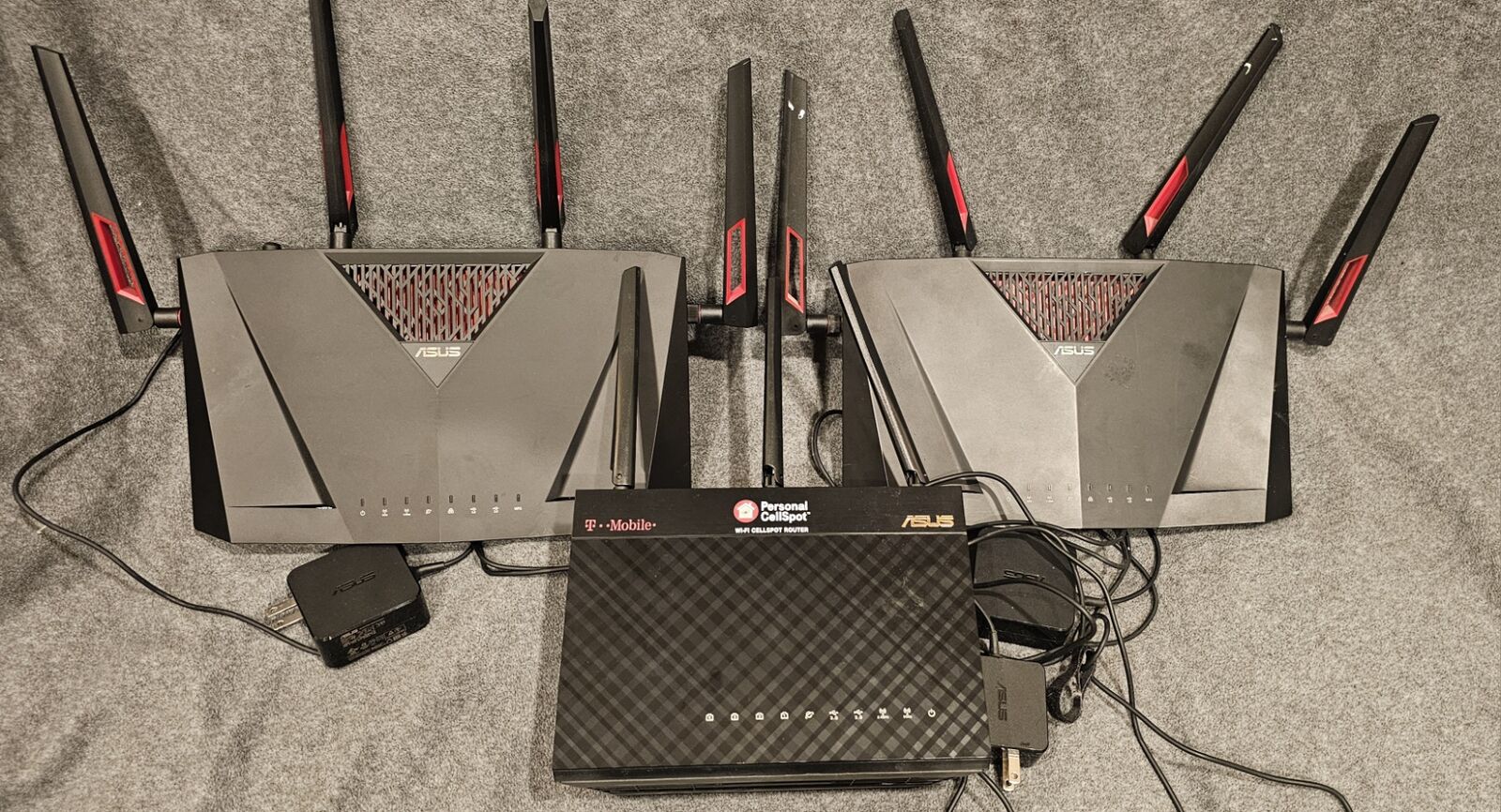 3 ASUS Routers. 2 RT-AC88U and 1 ASUS RT-AC68U (converted from T-Mobile router)
