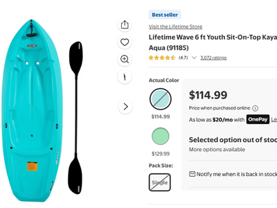 New Lifetime Wave 60 Youth Sit-On-Top Kayak with Paddle, Aqua