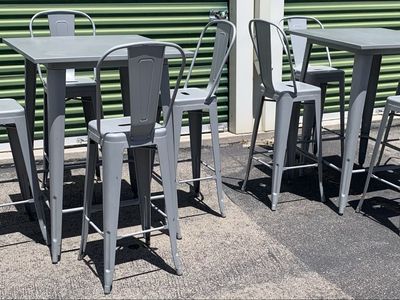 Industrial Metal Bar Height Table & Stool Set (10-Piece Bundle)