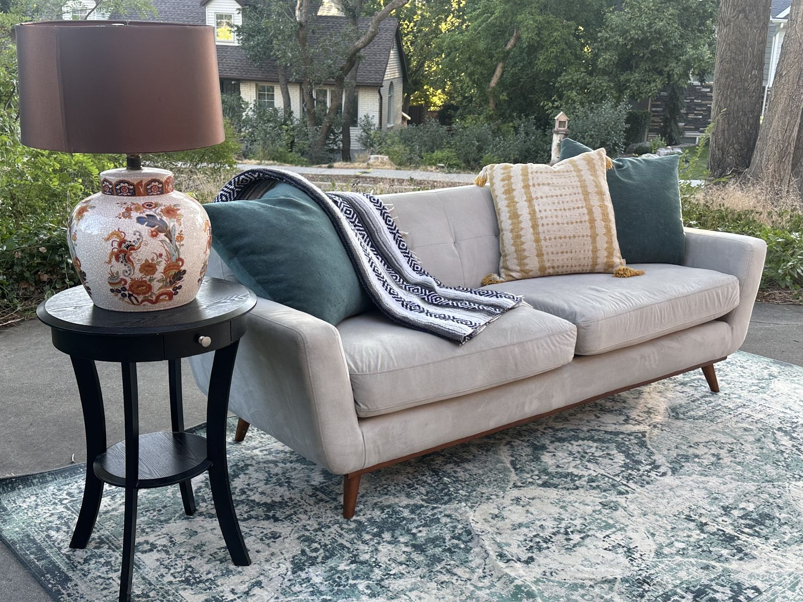 Microfiber Mid-Century Modern Style Sofa