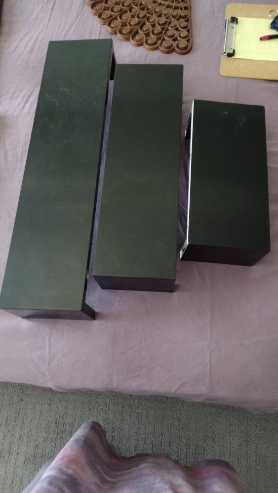 Set of 3 Black Wooden Floating Wall Shelves - Various Sizes, Modern Decor