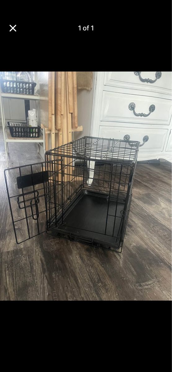 Black Wire Folding Dog Crate with Removable Tray xsmall