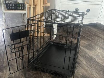 Black Wire Folding Dog Crate with Removable Tray xsmall