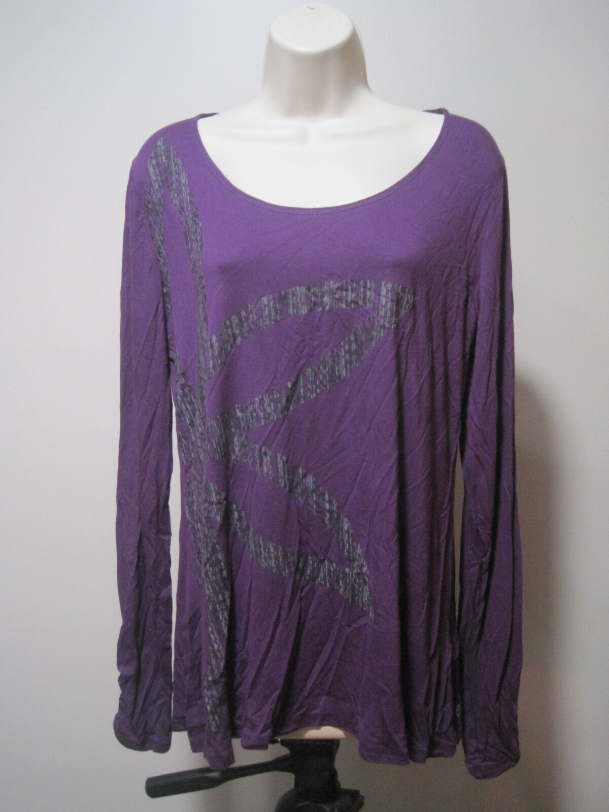 Gaiam Women's Large Purple & Black Half Star Design Harmony Long Sleeve Yoga Tee