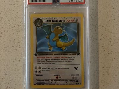 1st Edition Dark Dragonite PSA 8