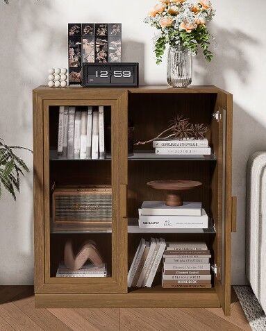 New - Misty Moon 36" Tall Wood Grain Storage Cabinet in Walnut