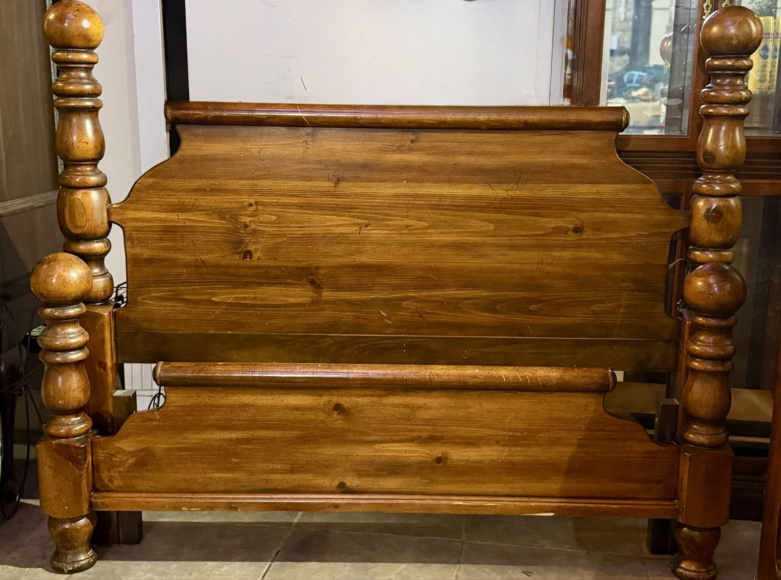 Solid Wood Rustic Bed Headboard & Footboard