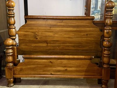 Solid Wood Rustic Bed Headboard & Footboard