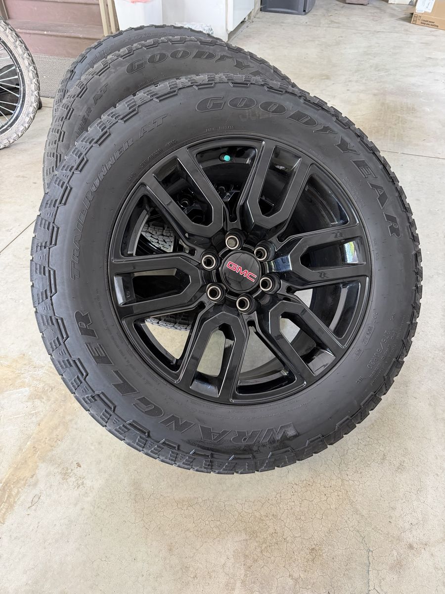 Almost new tires/rims.  Takeoffs from a 2026 GMC Sierra 1500 (wheels and tires)