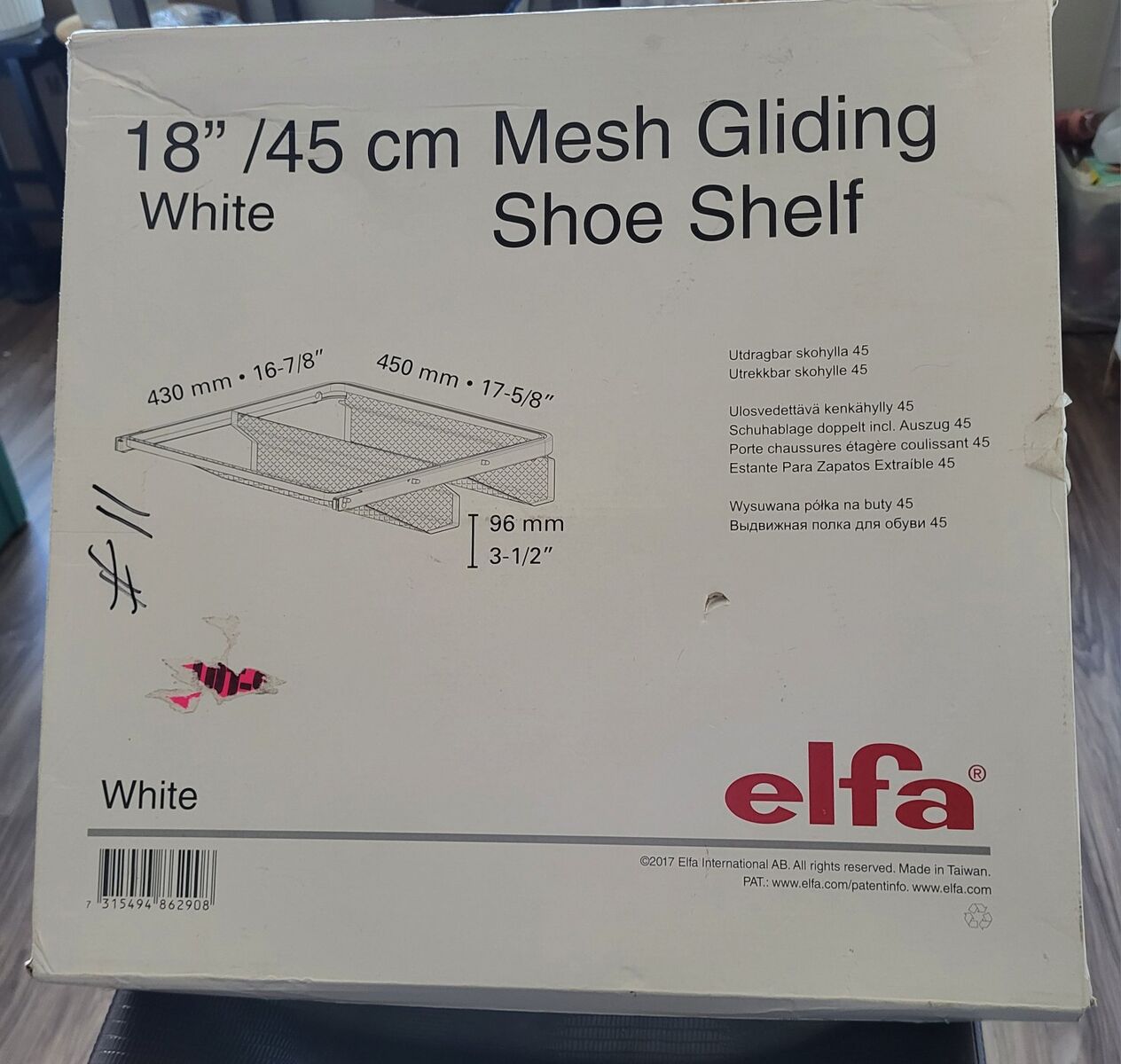 Elfa Mesh Gliding Shoe Rack