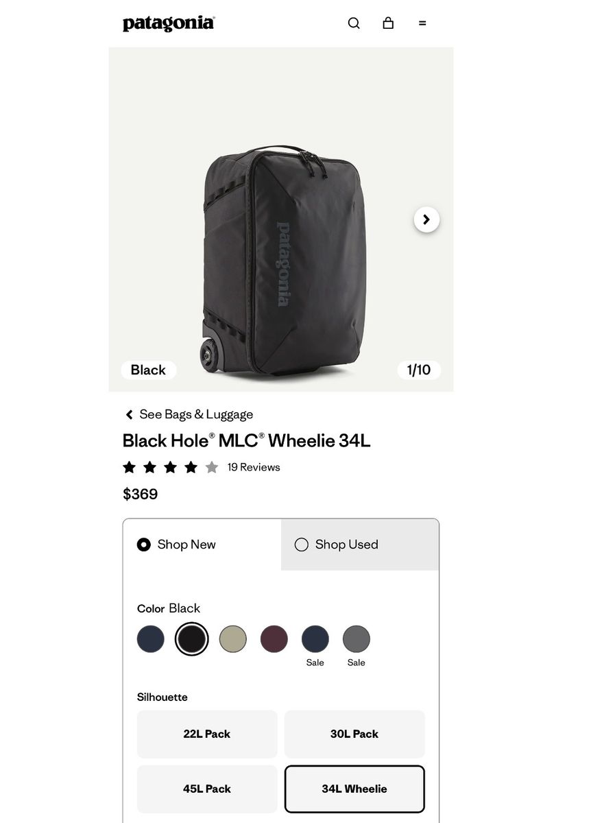 Patagonia Black Hole MLC Wheelie (34L)