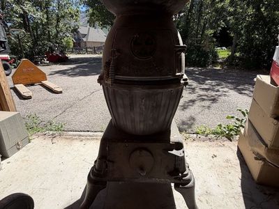 Antique 1800s U.S. Army Cannon Heater Cast Iron Pot Belly Stove - Working Condition
