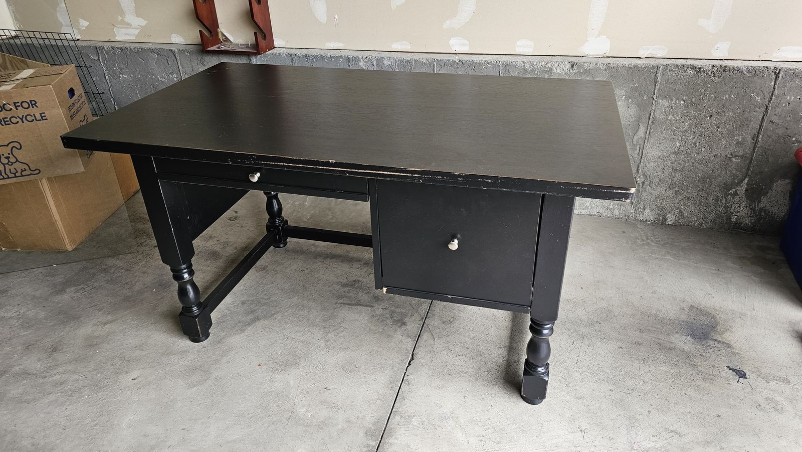Free black desk with drawers