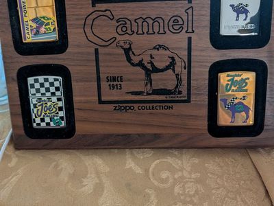 Vintage 1996 Camel Zippo Collection 4-Piece Lighter Set in Wooden Display Box