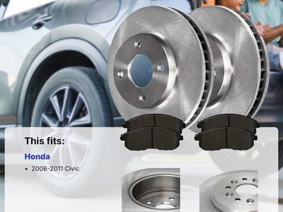 2006-2011 Honda Civic Brake Kit 10.3" (261.5 mm) Front Vented Brake Rotors + Ceramic Brake Pads