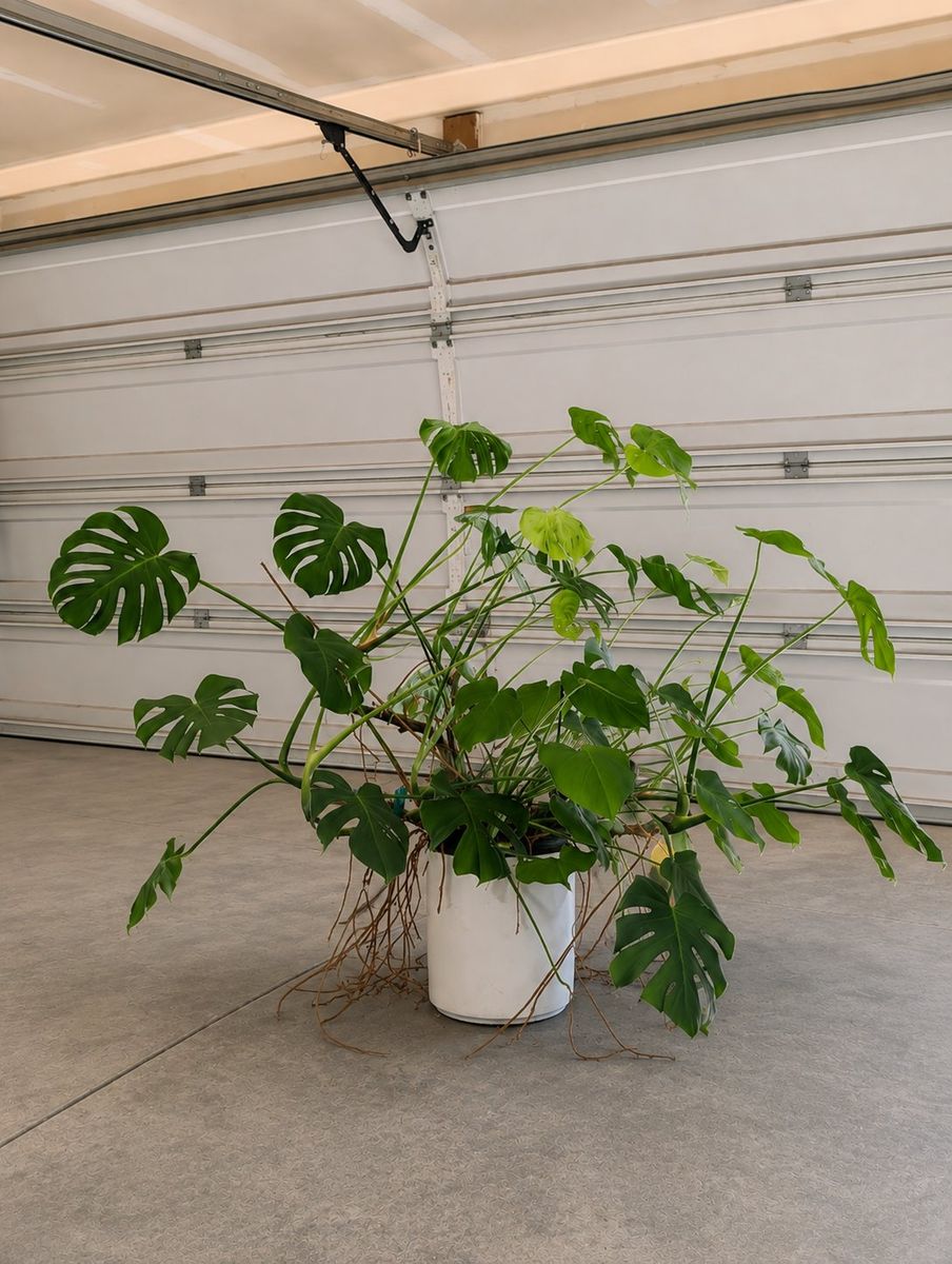 Large Monstera Deliciosa Potted Houseplant in White Planter