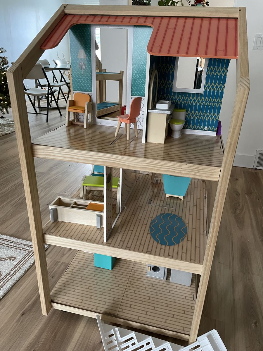 Wooden Three Story Dollhouse