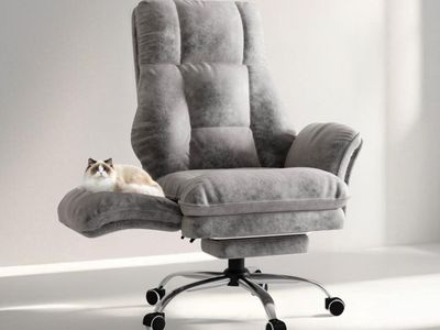 BRAND NEW Big and Tall Office Chair, Flip Armrests for Pets & Criss Cross Legged Sitting Foot Rest