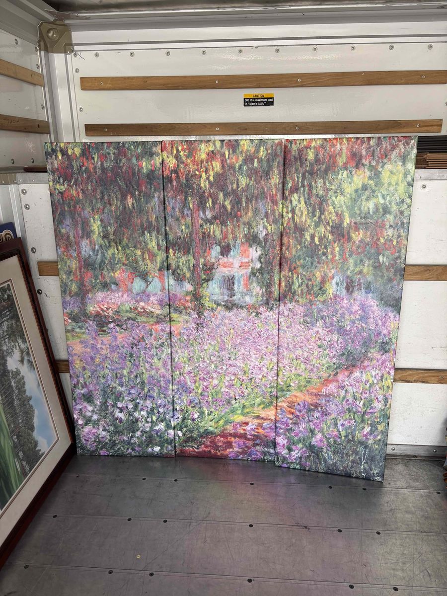 Monet 'Artist's Garden at Giverny' — 3-Panel Canvas Triptych - Large