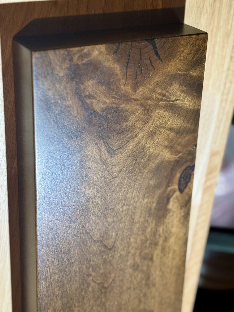 stained alder shelf with brackets