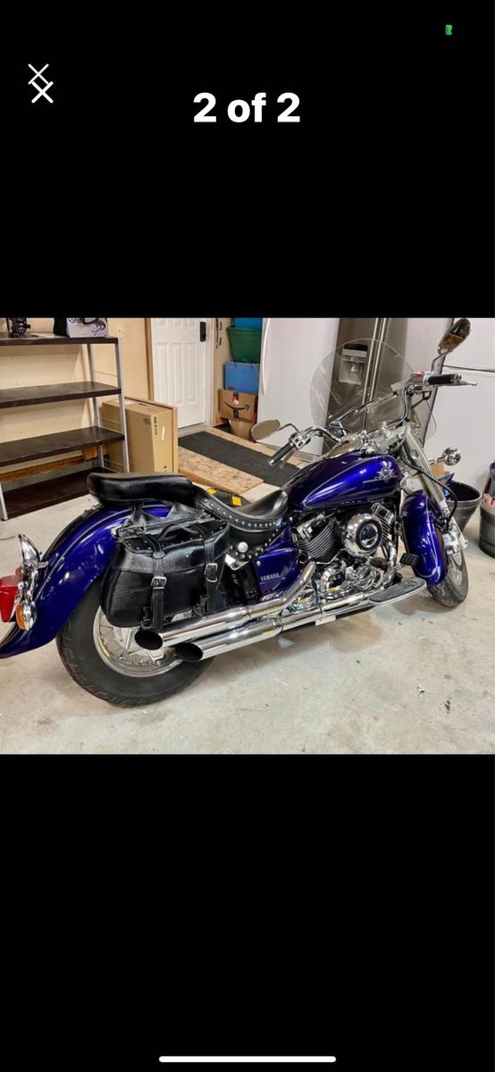 Yamaha V-Star Classic Blue Cruiser Motorcycle with Saddlebags & Windshield
