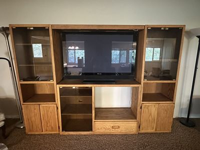 3-Piece Oak Wood Entertainment Center