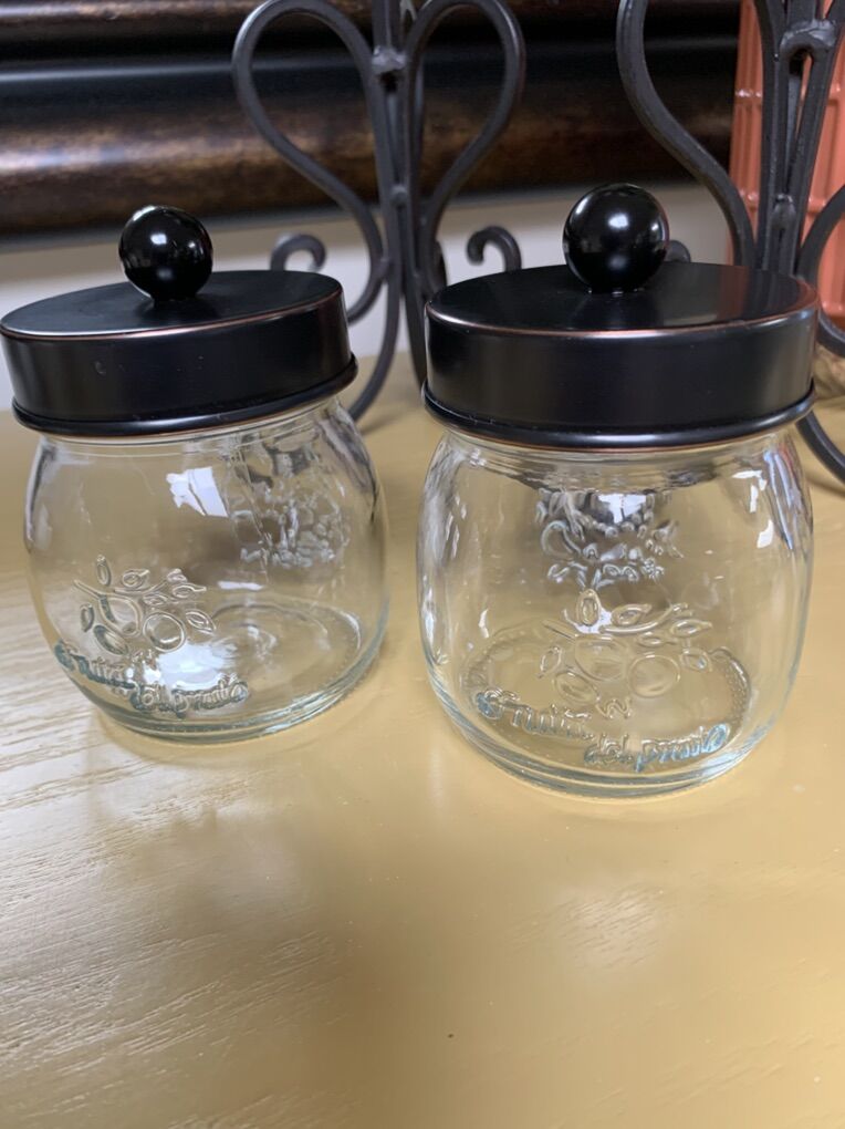 2 Sturdy Apothecary Storage Jars with Lids