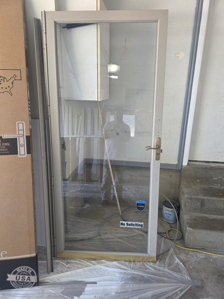 Storm Door with Glass Pane and Brass Hardware