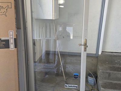 Storm Door with Glass Pane and Brass Hardware
