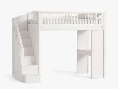 Pottery Barn Kids White Stair Loft Bed with Desk - Twin Size
