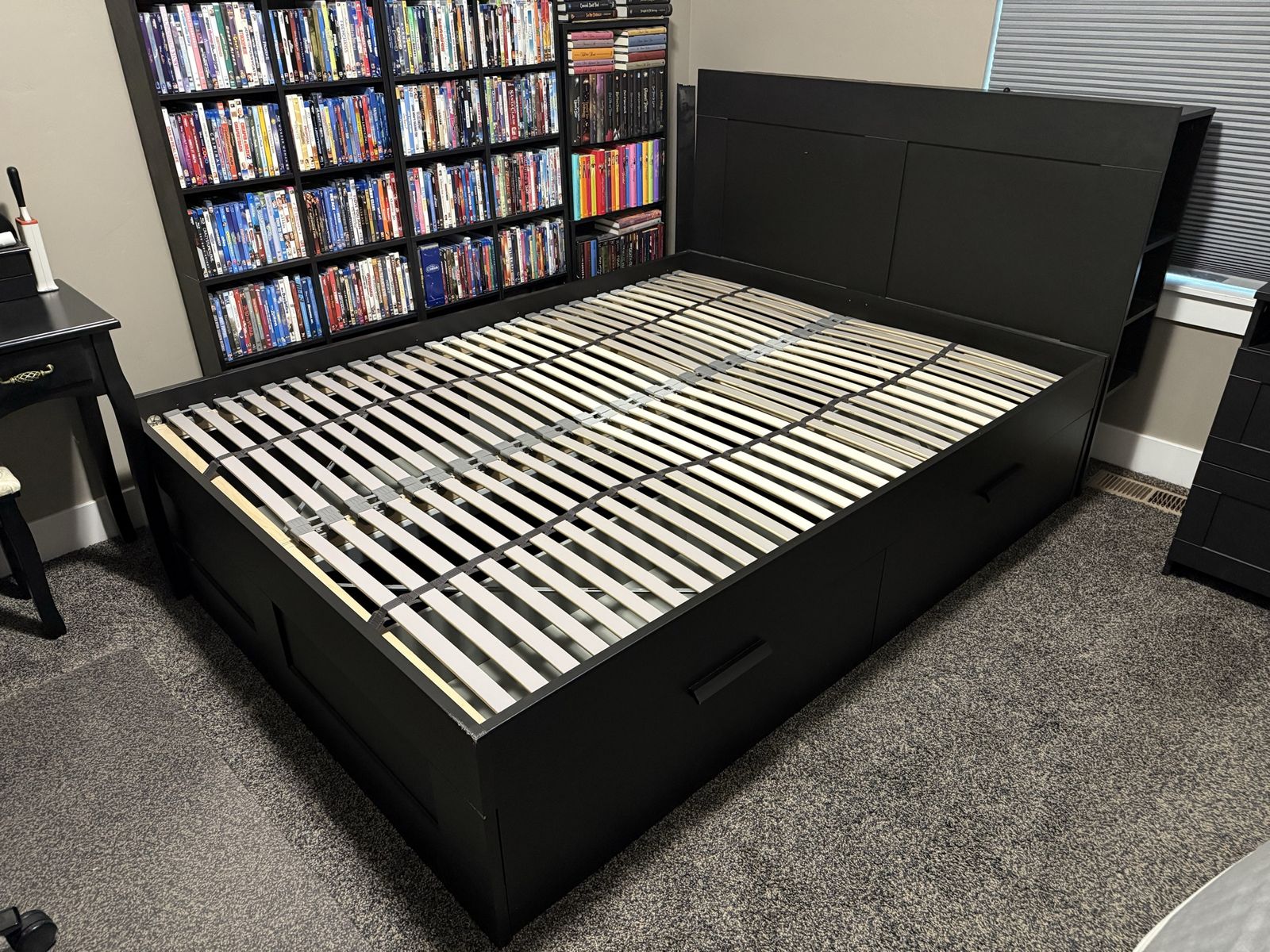 IKEA BRIMNES bed frame with storage & headboard