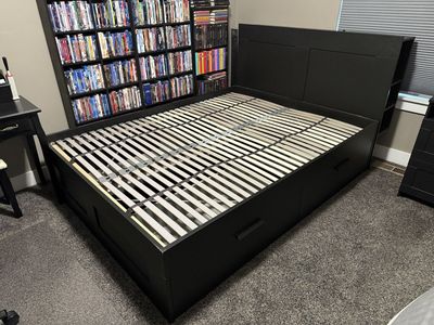 IKEA BRIMNES bed frame with storage & headboard