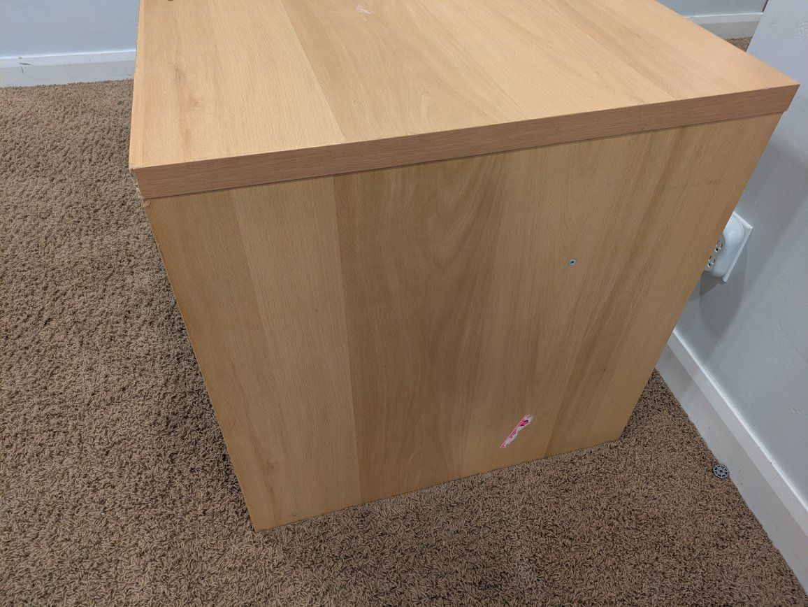 Light Wood Grain Office Desk with added power strip