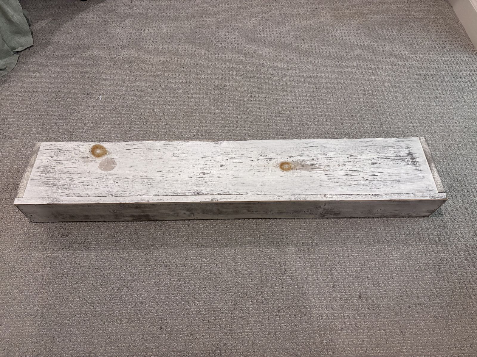 Rustic White Wood Mantel Shelf – 44” x 8”